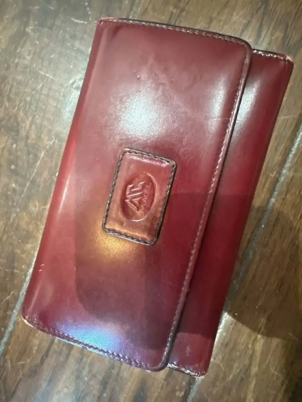 Macel Vintage Red Leather Checkbook Planner Wallet Organizer